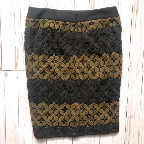 LOFT Striped Floral Crochet Pencil Skirt - Picture 3 of 5